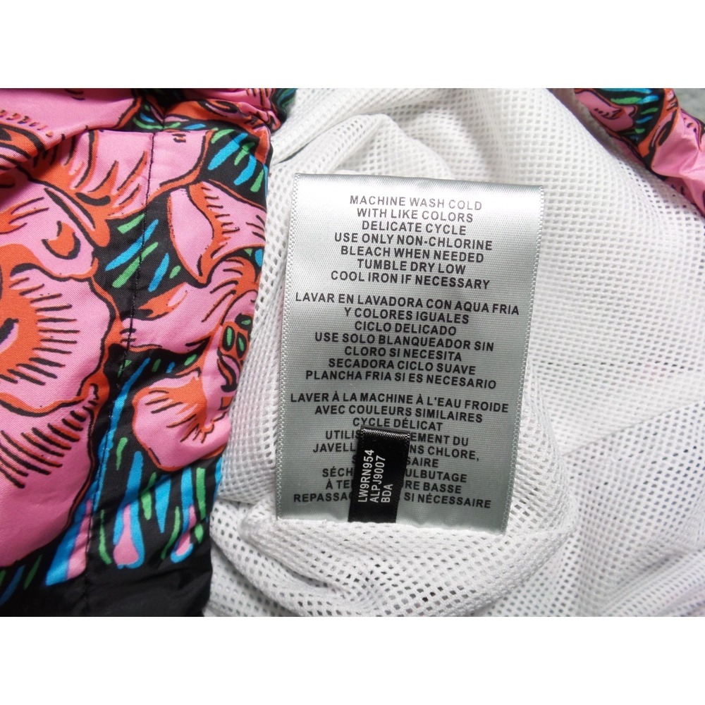 Levis Jacket Womens Size Medium Black Floral Pullover 1/4 Zip Hooded Windbreaker - Picture 15 of 15